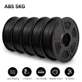 ABS Plastic 3D Printer Filament 5Rolls/set 1.75MM Refills 3D Printing Consumable Material 100% No Bubble Eco-friendly BELIVEER