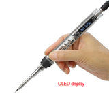 QUICKO 150~450℃ 72W Portable Temperature Adjustable Mini Electric Soldering Iron With OLED Digital Display Transparent Cover