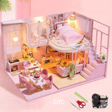 Diy Miniature Dollhouse Kit Doll House Furniture Handmade Model Room Box Toys For Children Christmas Gift Wooden House For Adult