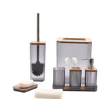 7 Pcs Bamboo Bathroom Accessories Set Toothbrush Holder Soap Dish Dispenser Toilet Brush Container Trash Can Bath Decoration