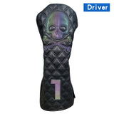 Golf Wood Cover Skull Gradient for Driver Fairway Hybrid Waterproof PU Leather Golf Club Cover Protector Golf Headcover
