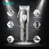 Full metal barber lithium battery hair clipper professional hair trimmer for men beard electric haircut machine rechargeable