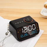 Mordern FM Radio LED Alarm Clock with Temperature Thermometer Humidity Hygrometer for Bedside Wake Up Digital Table Calendar