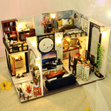 Assemble DIY Wooden House Dollhouse kit Wooden Miniature Doll Houses Miniature Dollhouse toys With Furniture LED Lights Gift