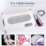 54W 3-IN-1 Nail LED UV Lamp Vacuum Cleaner Suction Dust Collector 25000RPM Drill Machine Pedicure Remover Polisher Nail Tools