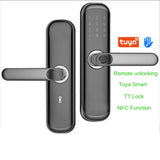 TUYA smart TT lock with one grip to open the door fingerprint password swipe card bluetooth wooden door electronic integrated