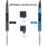 SEQURE Electric Soldering Iron with OLED Digital Intelligent Soldering Iron Kit with 45W PD Power Adapter and 4 Iron Heads EU