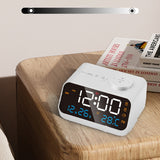 Mordern FM Radio LED Alarm Clock with Temperature Thermometer Humidity Hygrometer for Bedside Wake Up Digital Table Calendar