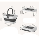 1 Piece Portable Outdoor Travel Beach Folding Bucket Picnic Camping Box Food Fruit Water Container White + Grey