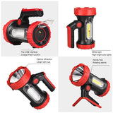 LED Flashlight Foldable Torch Light With Tripod USB Waterproof Camping Lantern Outdoor Handheld Searchlight Emergency Lamp