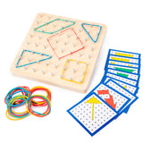 NEW Wooden Geoboard with Rubber Bands and Cards 8 * 8 Pins Graphical Educational Toys for Kindergarten Kids 4-6 years old