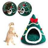 Pet Cat Bed House Christmas Tree Shape Cat Nest Puppy Cave Sleeping Bed Tent For New Year Small Dog Cushion Mat Accessories