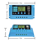 10A 20A 30A MPPT Solar Charger Controller 12V 24V Panel Charger Regulator Lifepo4 Lithium Battery Blue 500W