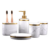 Resin Imitation Marble Bathroom Accessory Set Mouthwash Cup Soap Toothbrush Holder Shampoo Bottle Household Wash Set