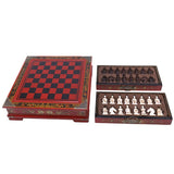 Wood Chess Chinese Retro Terracotta Warriors Chess Wood Do Old Carving Resin Chessman Christmas Birthday Premium Gift