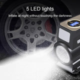 Car Electric Tire Air Pump, 12V Portable Car Air Pump Fast Inflation + Precise Pressure Measurement + Lighting Air Compressor