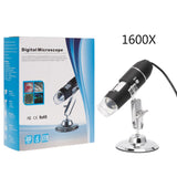 1600X USB Digital Microscope Camera Endoscope 8LED Magnifier with Hold Stand 28TC