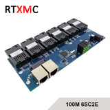 3pcs 6SC2E Fast Ethernet 10/100M Ethernet Switch 6 Fiber Port SC 20KM 2 UTP RJ45 Fast Fiber Optical Switch with power supply
