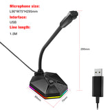 RGB USB Sound Card Microphone Computer With Free Drive Noise Reduction 360° Rotate HD Receiver Recording Conference MIC