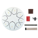 6 Inch Mini Drum 8 Tone Steel Tongue Drum Percussion Instrument With Drumsticks Can Produce A Clean Ethereal Buddha-Like Sound