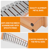 13-Note Glockenspiel Portable Aluminum Piano Xylophone with Wooden Sticks Percussion Instrument Musical Instrument