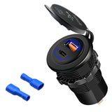 60W Car Dual USB Charger QC3.0/PD Quick Charge Waterproof with Voltmeter Switch for 12V/24V Motorcycle ATV Boat Marine RV