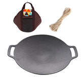 Cast Iron Wok Frying Cooking Round Grill Baking Tray BBQ Grill Outdoor Picnic Grilling Tool Cooking Device For Camping