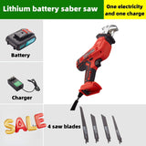 Cordless Reciprocating Saw 21V Adjustable Speed Chainsaw Wood Metal PVC Pipe Cutting Reciprocating Saw Power Tool with Saw Blade