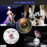4 in 1 Phone Camera Telephoto Lens 36X Zoom Clip-on Telecope Macro Fisheye Wide Angel Lens Kit For iPhone Samsung Xiaomi Huawei