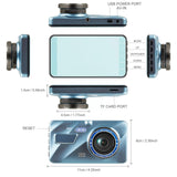 24H Dash Cam Black Box In Car DVR Camera Video Recorder Lens Recorder HD Rear Box Mirror Dual Black Video View Recording Cy H4B3