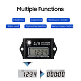 LCD Digital Tachometer Gas Engine Tach/Hour Meter Resettable RPM Tester for 2/4 Stroke Engine Motorcycles Maintenance Reminder