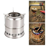 Portable Stainless Steel Backpacking Outdoor Camping Hiking Picnic Wood Stove