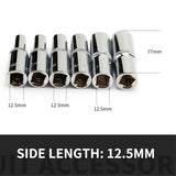6Pcs 12 Point 1/2 Inch Drive Deep Sockets Set 78mm Length Metric Mirror Socket for Wrench Cr-V Steel 8 10 12 14 17 19mm