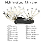 Sahoo Multi-Function 15-In-1 Cycling Bike Bicycle Mechanic Tyre Repair Tool Kit Set Cycling Multifunctional Tire Repair Kit Tool