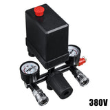 220V 380V Air Compressor Pressure Valve Switch Manifold Relief Regulator 90-120psi Pressure Gauge Control Valve With Gauge Auto
