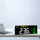 DM1306D Digital Decibel Sound Meter Smart Wall Mounted Neighbors Noise Detector 30-130dB Temperature and Humidity Monitor