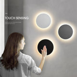 Round Led Wall Light Modern Touch Switch For Living Room Bedroom Decoration Black White Wall Sconce Indoor Lighting Lamp Shade