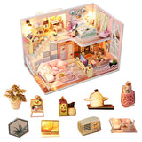Warm And Pink DIY Doll House Wooden Doll Houses Miniature dollhouse Furniture Kit Toys For Children Christmas Gift