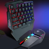 One-Handed Gaming Keyboard Mouse Set RGB Backlit Portable Mini Gaming Keypad Mouse Game Controller for PC PS4 Xbox Gamer
