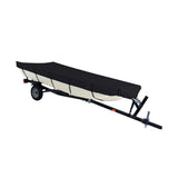 14ft Boat Cover Duty 600D Waterproof UV Resistant Compatible for Trailerable V-Hull Fishing Boat Black Parts