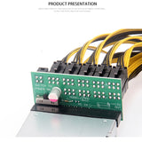 Server Power Supply 6Pin 12V GPU/PSU Breakout Board and 9Pcs 18AWG 6 Pin to 6+2 Pin Power Cables for Miner Mining