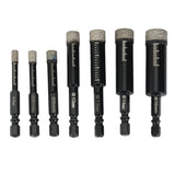 7Pcs Brazed Diamond Dry Drill Bits Hole Saw Cutter For Granite Marble Ceramic Tile Glass 5/6/8/10/12/14/16Mm