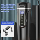 12V 24V Portable Car Heating Cup Stainless Steel Water Bottle Car LCD Temperature Warmer Display Mug Coffee Kettle V8W9