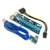 F19E VER009S PCI-E Riser Card PCIE 1X to 16X Extender  USB 3.0 Cable 4 Pin Power Cable