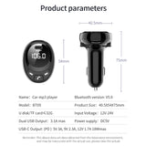 Bluetooth 5.0 FM Transmitter Car Mp3 Player Car Fast Charging Lossless Sound U disk &amp; TF Card Hands free Multi-protections