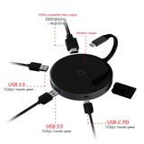 USB C Hub Wireless Charger Docking Station USB3.0+PD+HDMI-Compatible+TF Card Reader Splitter for