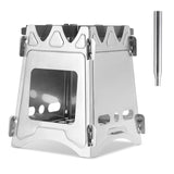 Camping Wood Stove with Bellow Stainless Steel Wood Burning Stove Backpacking Stove for Outdoor Survival Cooking Picnic Hunting
