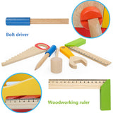Kids Wooden Toolbox Pretend Play Set Educational Montessori Toys Nut Disassembly Screw Assembly Simulation Repair Carpenter Tool