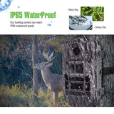 110° Wide Angle Hunting Camera 2.0" LCD Display Waterproof Game Camera 24MP 1080p HD Video 100ft. Range Detection Trail Camera