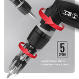 Multi-Angle 5 Times Speed Ratchet Screwdriver Set Bit Head Multi-Function Strong Magnetic Word/Cross Shaped Screwdriver Tools